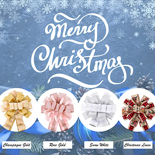 CANGBI Christmas Tree Topper Bow 40in x 13in White Glitter Satin Mesh Ribbon