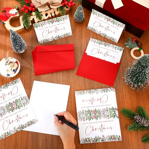 25-Pack Christmas Thank You Cards with Envelopes - 7.9x6in Stationery Set