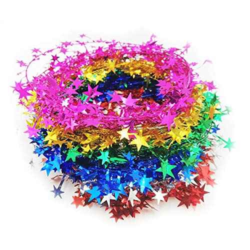 Christmas Tree Tinsel Atmosphere Decoration Wire Stars 5 Meters 6 Colors