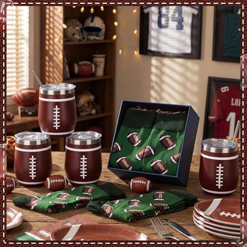Football Gift Set with 12oz Tumblers & Sport Socks - Football Variation