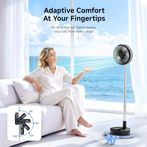 Belife X8 Portable Oscillating Camping Fan - Black, Rechargeable, Remote Control