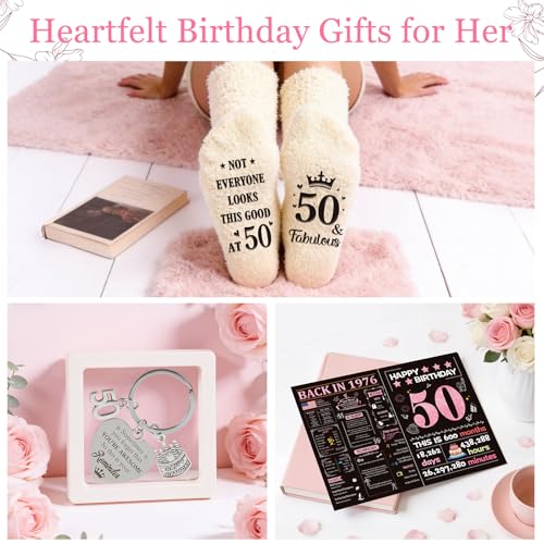 Vintage 1976 50th Birthday Gift Basket for Women - Unique 50th Gift Ideas for Her