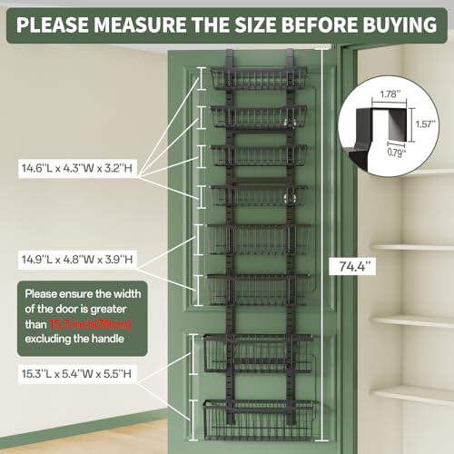 Eastherry Black 8-Tier Over The Door Pantry Organizer with Adjustable Baskets