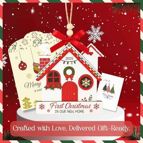 New Home Ornament 2025 ? First Christmas in Our New House ? Cute Wooden Layered Housewarming Gift ? Christmas Ornament Keepsake for Couples, Friends, or Family
