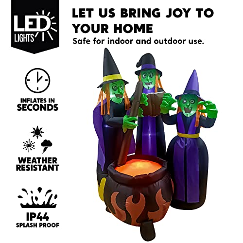 6 FT Tall Halloween Inflatable Witch & Cauldron with LED Lights Outdoor Decor