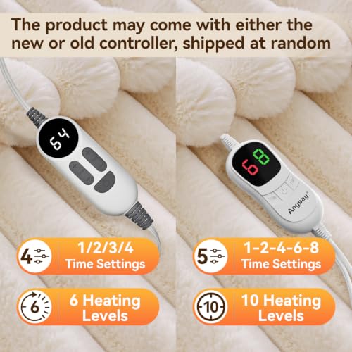 HaloRest Cream White 50x60 Inch Heated Faux Fur Throw Blanket - Electric, Soft & Safe