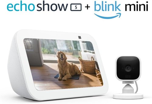 Echo Show 5 (3rd Gen) - Adjustable Stand with USB-C Charging Port | Glacier White