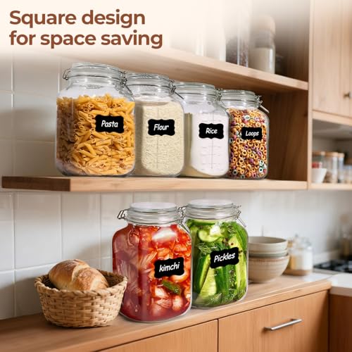 Large Glass Jars with Airtight Lid - 1.1 Gallon, Wide Mouth, 2 Pack