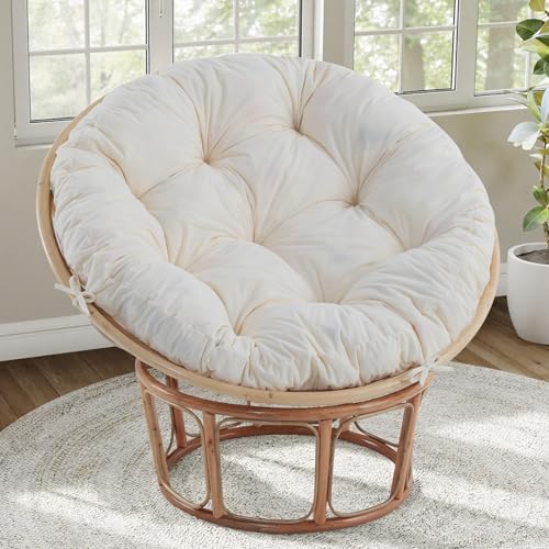 idee-home Beige 46x46x6 Inch Circular Papasan Chair Cushion - Fluffy Shredded Foam Support