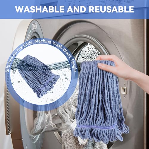 Blue 6 Pack Heavy Duty Commercial Mop Heads Replacement for Floor Cleaning