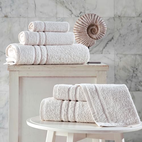 Turkish Cotton Linen Towel Set - 6 Piece Bathroom & Spa Towels - Absorbent & Soft
