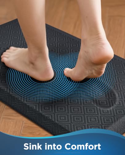 Ophanie Black 24x70 Inch Thick Anti-Fatigue Standing Mat for Kitchen & Office