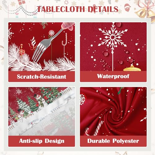 Arquiel Christmas Snowman Tablecloth 55 x 70 Inch Rectangular Holiday Decor