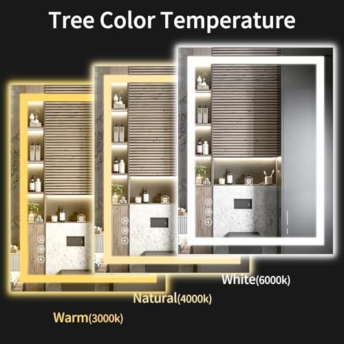 30'' x 24'' LED Bathroom Mirror with Lights, Anti-Fog, Dimmable, Wall Mount