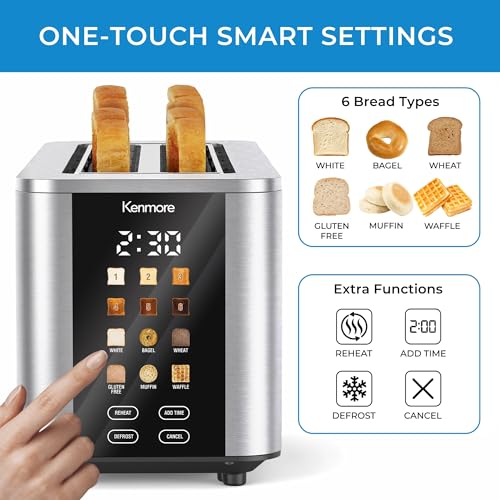 Kenmore 4-Slice Digital Touchscreen Toaster - 1400W Stainless Steel,