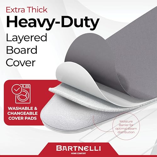 Bartnelli Extra Wide Ironing Board 19x48 with Heat-Resistant Cover & Iron Rest