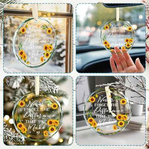 Never Forget The Difference That You Make Glass Ornament 2025 - Coworker Gifts for Women - Going Away, Farewell, Goodbye, Appreciation, Retirement Gifts for Coworkers Women, Men, Boss, Friend
