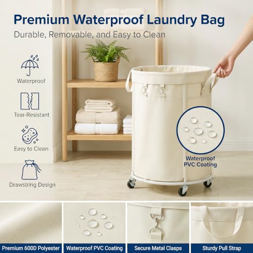 150L Large Capacity Rolling Laundry Basket Hamper with Wheels,