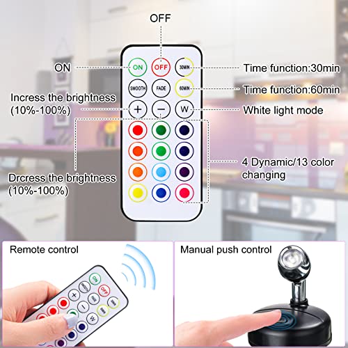 Wireless LED Spotlight 6 Pack RGB Color Battery Operated - Black