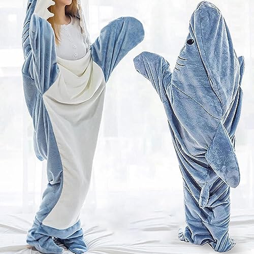 inkArts Shark Blanket Hoodie Onesie for Adults & Kids XXL Wearable Sleeping Bag