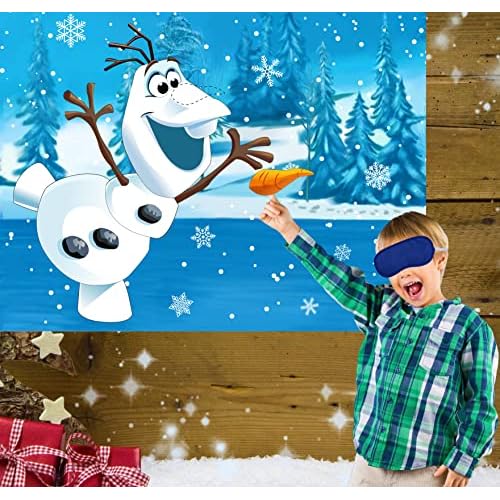 Pin The Nose on The Snowman Game for Kids Christmas Party Game for Kids Snowman Pin Game with 24Pcs Nose Stickers Birthday Party Supplies Activities