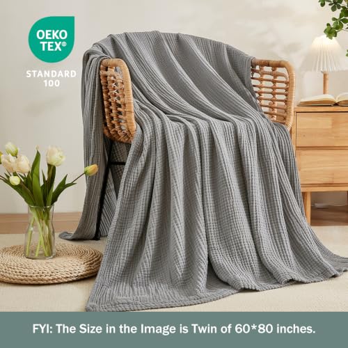 EMME Oversized Cotton Blanket for King Bed - 120x94 Grey, Breathable & Soft