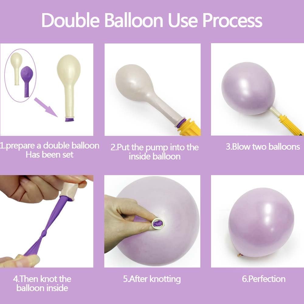 Skiennix Pearl Purple Balloons - Double Stuffed Light Lavender & Lilac for Birthday & Baby Shower Decor | 18/12/5in Sizes