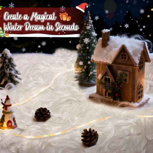 Fluffy Angel Hair Christmas Decorations, Premium Artificial Snow, Winter Wonderland Table Scatter, Fireplace Mantel and Tree Skirt Decor, DIY Holiday Craft Supplies (100g)