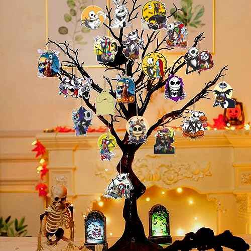 20Pcs Night Before Christmas Tree Omament Night Before Christmas Decorations Ornaments for Tree Jack and Sally Omament Nightmare Christmas Baby Shower Decorations