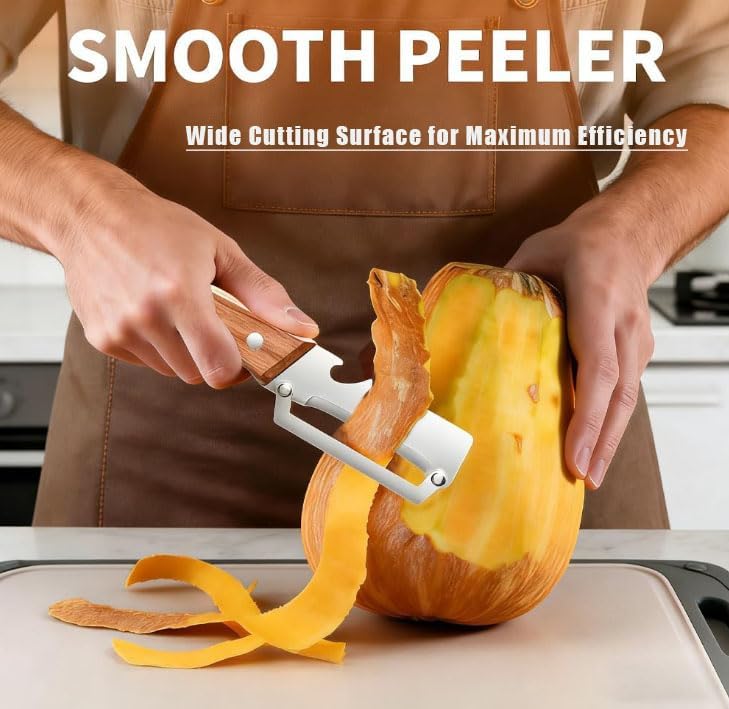 Skiennix Multi-Functional Vegetable Peeler - Ergonomic Non-Slip Handle | 2-in-1 Fruit Peeler & Bottle Opener