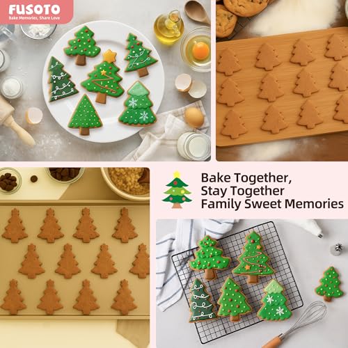 FUSOTO 6Pcs Christmas Tree Cookie Cutter Set - Christmas Tree Shaped Cookie Cutters
