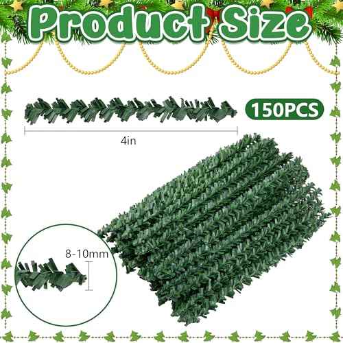 codree 150 Pcs Christmas Artificial Pine Wire Hangers, 4 Inch Flexible Pine Needles Decorative Twist Ties, Faux Pines Stems Christmas Ornament Garland Hooks for Xmas Tree Wreath Holiday Party Decor