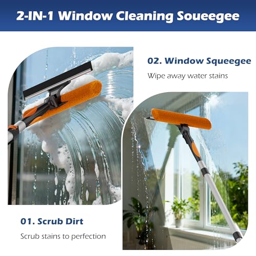 TONYINGO 5-24FT Telescoping Duster Kit with Extension Pole & Window Squeegee