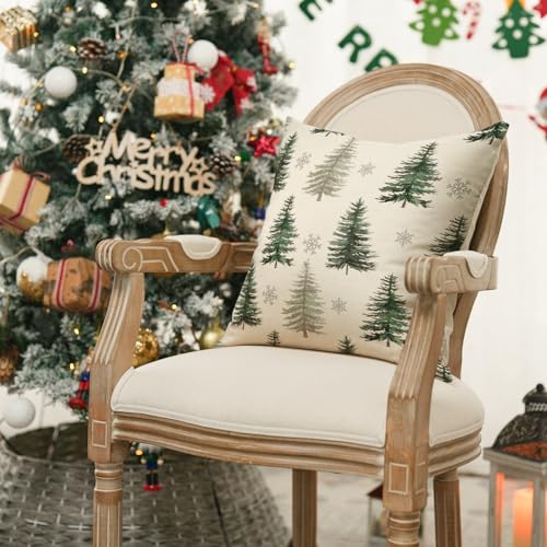 AVOIN colorlife 18x18 Inch Christmas Snowflake Tree Throw Pillow Cover Holiday Decor