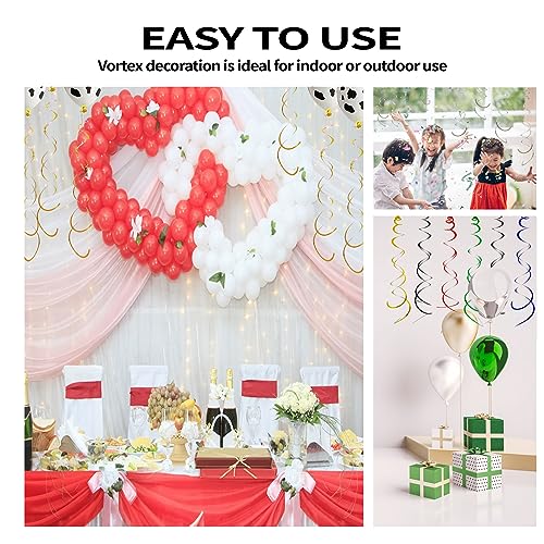 30 Pieces Hanging Swirl Party Decorations Foil Decorations Ceiling Swirl Spiral Hanging Plastic Streamer for Ceiling Birthday Graduation Wedding Celebration Baby Shower Party Supply (Gold)