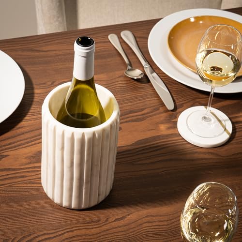 Marble Wine & Champagne Cooler Bucket - Elegant Chiller & Bottle Holder