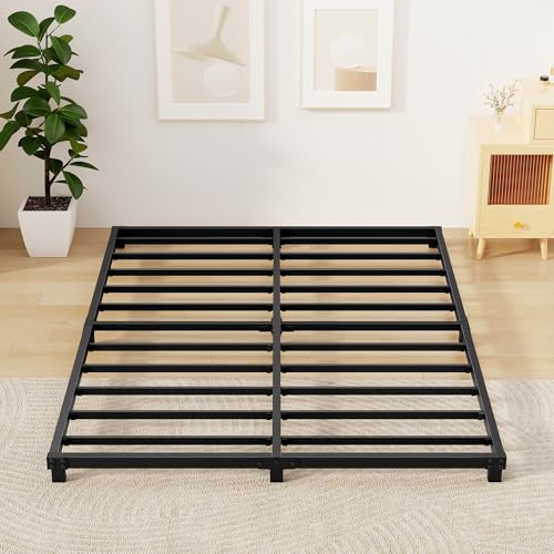 4 Inch King Size Metal Platform Bed Frame - Heavy Duty Steel Slat Support, No Box Spring Needed, Noise-Free, Easy Assembly