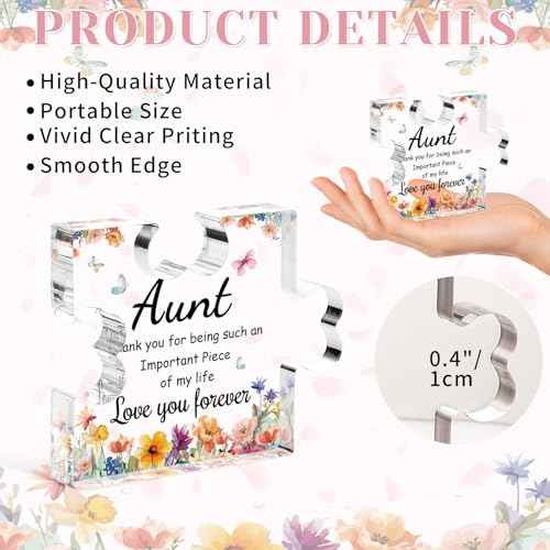 Funnli Aunt Gifts Acrylic Plaque, Mothers Day Birthday Christmas Gifts for Aunt Auntie, Aunt Birthday Gifts from Niece Nephew, Best Aunt Ever Gifts 3.35 x 2.76 Inch Desk Decorations