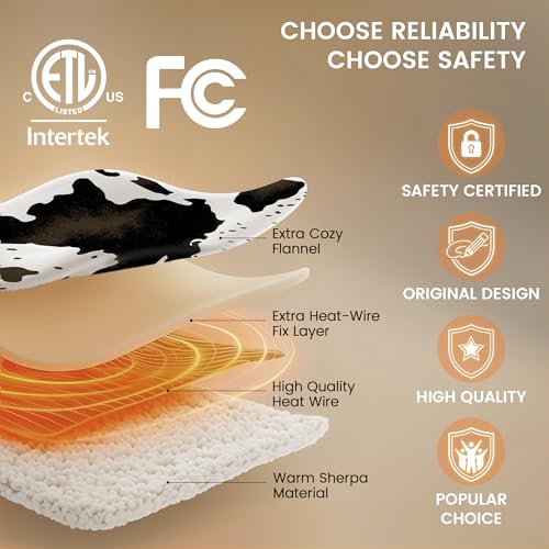 Blunique 50x60 Black Ombre White Heated Throw Blanket with 10 Heat Settings