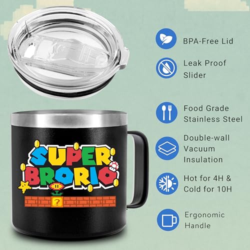Super Brother Mug 14Oz - Funny Gift for Brother, Gaming-Inspired Coffee Cup