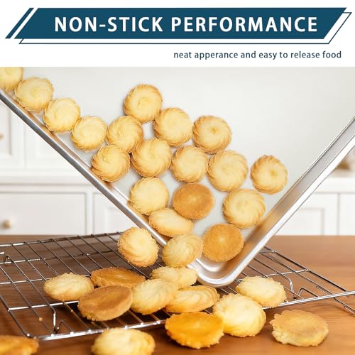 6 Pack Half Size Baking Sheet Pan Set, Aluminum Commercial Quality