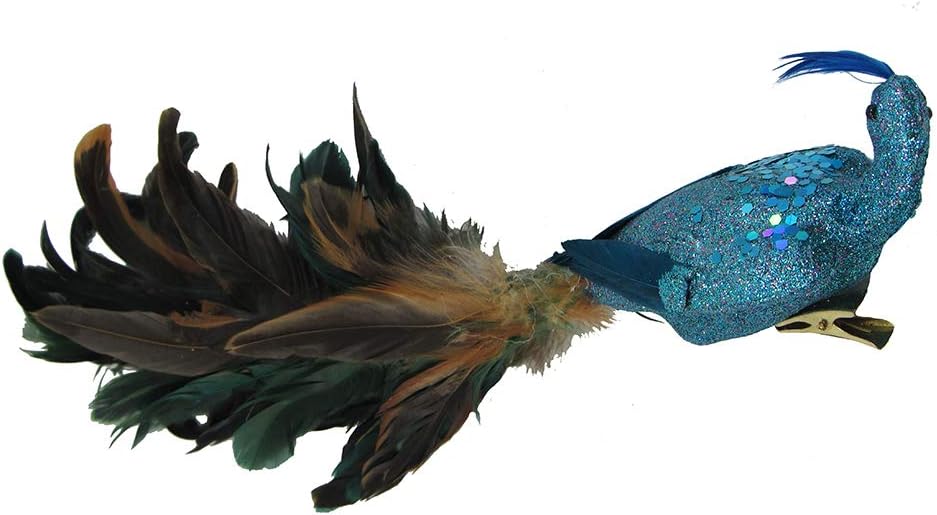 18-Inch Decorative Peacock Feather Clip by Kurt Adler - Elegant Home Accent