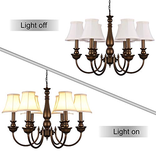 Cream White Wellmet Candelabra Bulb Clip-On Lamp Shades - 3" x 6" x 5" - Set of 6 - Bell-Shape