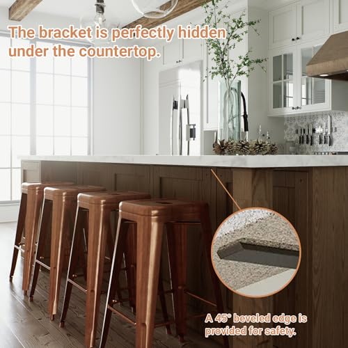 Blactea 20-Inch Granite Bar Support Brackets 4-Pack - Heavy Duty Floating Countertop Supports, Includes Screws