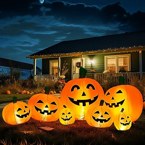 Halloween Inflatable Pumpkin Outdoor Decoration with LED Lights - 7.5ft