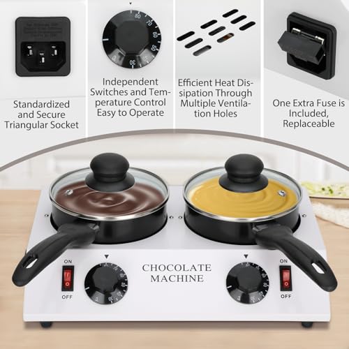 Electric Chocolate Melting Machine with Dual Tempering Pots - Fast & Even Heating