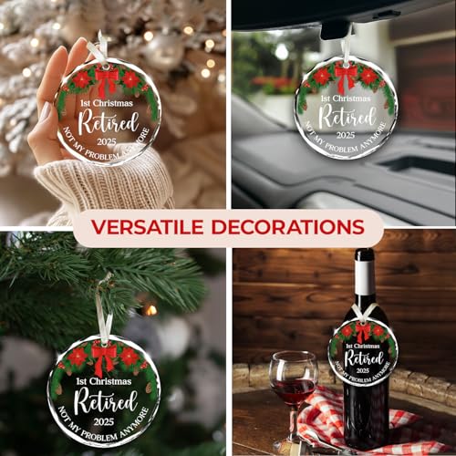 NewEleven Retirement Ornament - Funny Retirement Gifts for Woman - Christmas Tree Decoration for Mom, Nurse, Teacher, Coworker & Friends