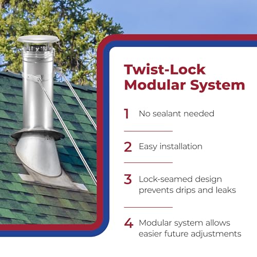 DuraVent DuraPlus 6-Inch Diameter Stainless Steel Chimney Pipe - 12-Inch Length, Triple-Wall Construction