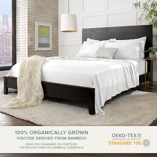 Pure Bamboo Twin XL Bed Sheets Set - Organic Viscose, Soft & Cool, White / Twin XL