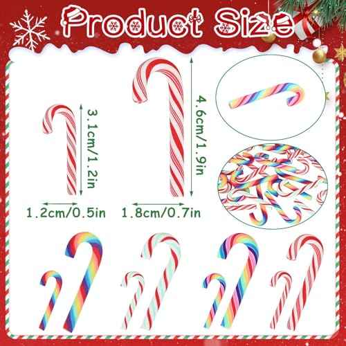 80pcs Mini Christmas Candy Cane for Crafts Colorful Fake Candy Decor Peppermint Ornaments Xmas Table Scatters Red and White Candy Vase Filler for Decorations Party Favors Supplies (46¡¿18mm)